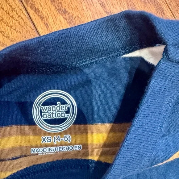 Wonder Nation Navy and Gold Striped Shirt and Navy Pants (Boys 4-5) NWT - Picture 2 of 3